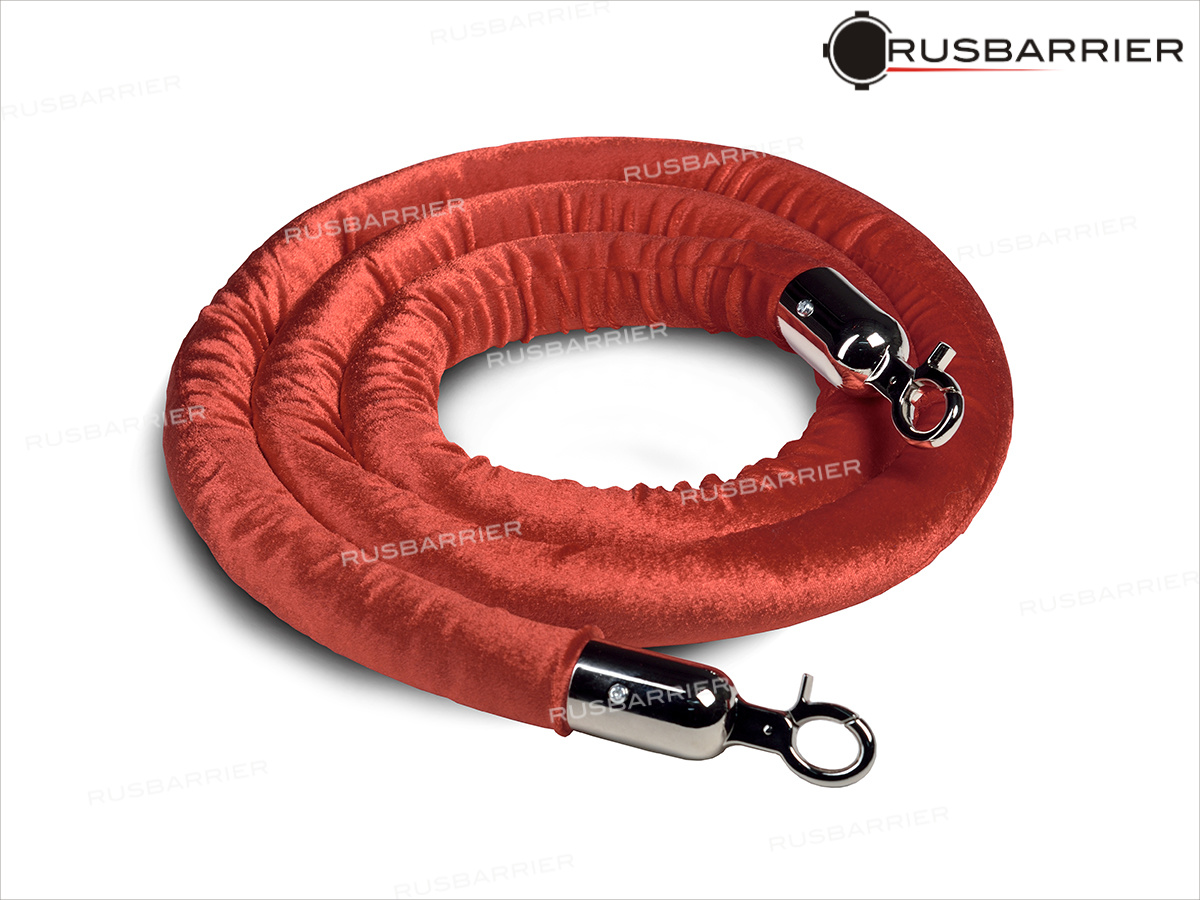 Красный бархатный канат выставочный KBP-0015 red