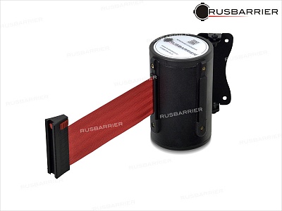 Одинарный поворотный настенный блок с лентой 3 метра POVNB-36333 BLACK red